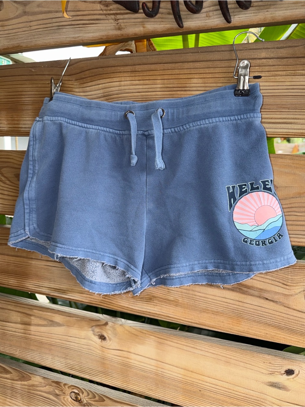 Ocean Drive Blue Women's Drawstring Athletic Shorts with Sunrise Graphic